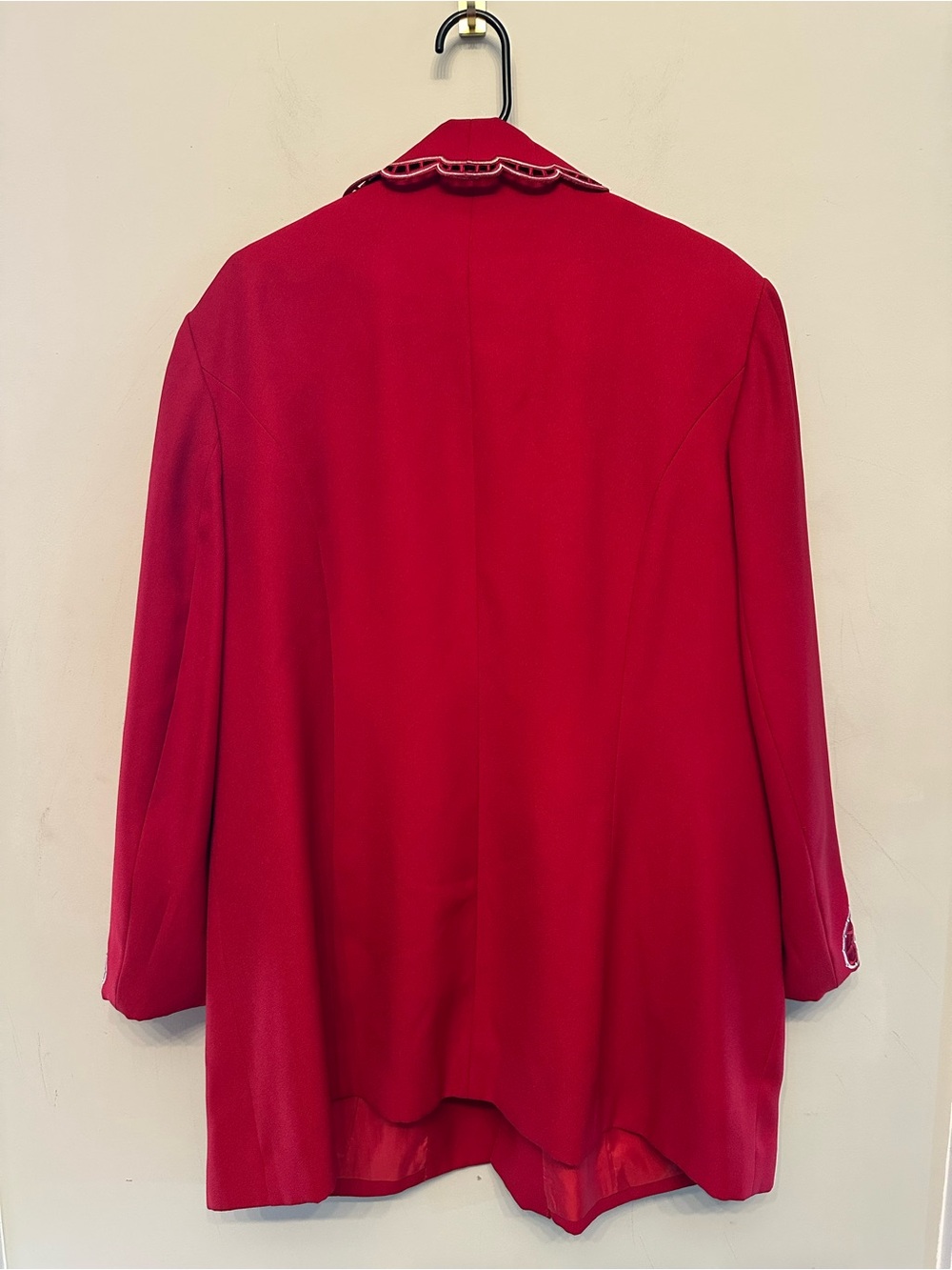 Vintage 90s/Y2K Era KB Red Embroidered/Cut-Out Blazer Jacket Size 18W - Picture 9 of 9
